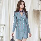 Striped Double-breasted Blazer Dress