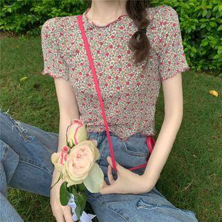 Cropped Floral Short Sleeve T-shirt