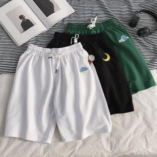 Weather Symbol Embroidered Sweat Shorts