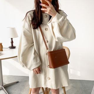 Round-neck Puff-sleeve Shirtdress