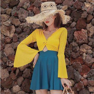 Set: Two-tone Swimdress + Bikini Top