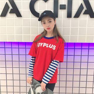 Long-sleeve Mock Two-pieces Tee