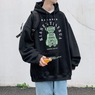 Long-sleeve Bear Print Lettering Hoodie