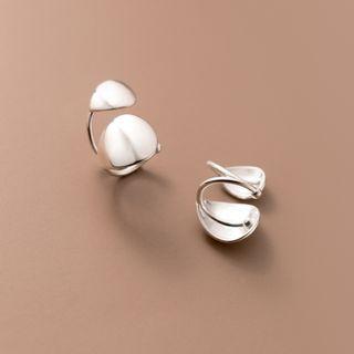 Set Of 2: Geometry Ear Cuff Set Of 2 Pcs - Silver - One Size