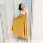 Set: Round-neck T-shirt + Spaghetti-strap Long Dress