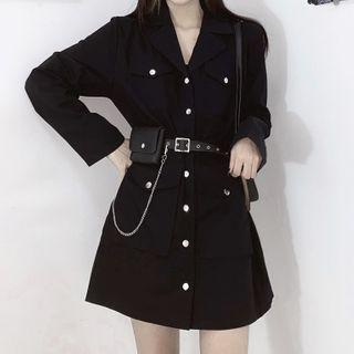 Long-sleeve Shirt Dress / Pouch Belt