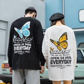 Unisex Butterfly-print Loose T-shirt