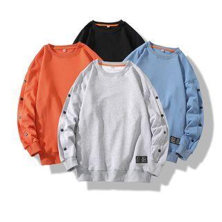 Button-up Applique Sweatshirt