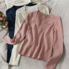 Square-neck Skinny Knit Top