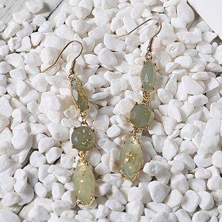 Gold Leaf Gemstone Dangle Earring