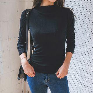 Mock-neck Long-sleeve Slim-fit Top