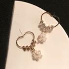 Faux Pearl Heart Drop Earring 1 Pair - Gold - One Size