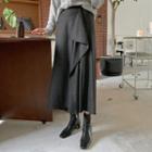 Band-waist Ruffled Wool Blend Skirt