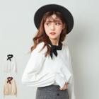 Puff-sleeve Tie-neck Sweater