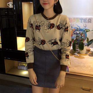 Bee Pattern Sweater As Shown In Figure - One Size