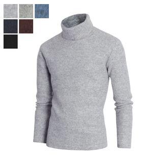 Turtle-neck Colored Brushed-fleece Top