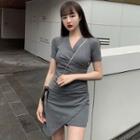 Short-sleeve Asymmetrical Knit Dress