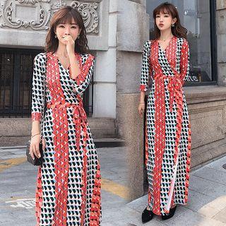 V Neck Printed Dress