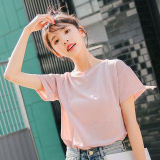 Tie Back Plain Short Sleeve T-shirt