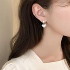 Faux Pearl Heart Dangle Earring 1 Pair - Silver Needle - Heart Stud Earrings - One Size