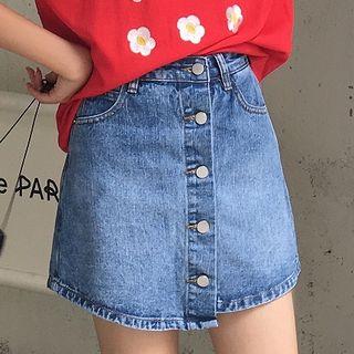 High-waist Demin Skorts