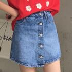 High-waist Demin Skorts