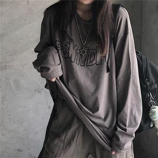 Long-sleeve Lettering Round Neck T-shirt