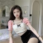 Short-sleeve Bow Detail Crop Top
