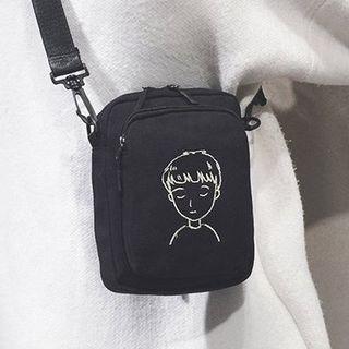 Embroidered Square Canvas Crossbody Bag