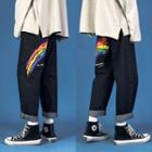 Rainbow Print Straight-cut Cropped Jeans
