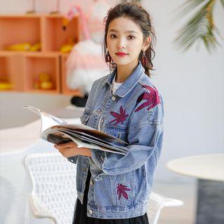 Maple Embroidered Denim Jacket