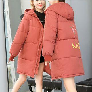 Rose Print Hooded Padded Coat