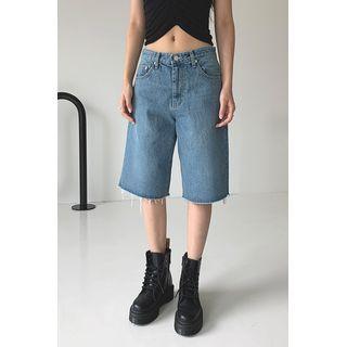 Couple Fray-hem Denim Shorts