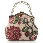 Flower Embroidered Beaded Clutch