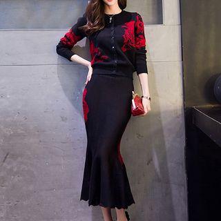 Set: Jacquard Cardigan + Midi Mermaid Skirt