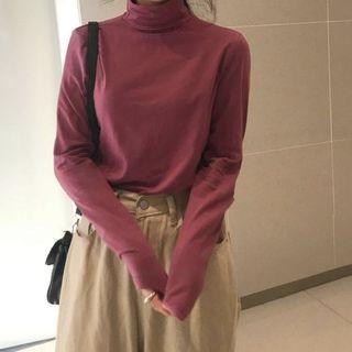 Mock Neck Long-sleeve Top As Shown In Figure - One Size
