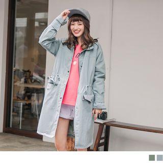 Drawstring Waist Zip Military Jacket