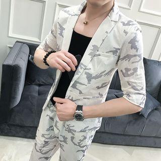 3/4-sleeve Camo Blazer