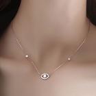 Evil Eye Rhinestone Pendant Sterling Silver Necklace Rose Gold - One Size