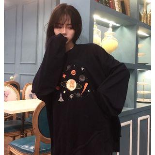 Planet Print Pullover Black - One Size