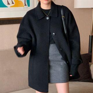 Plain Wool Coat Black - One Size