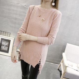 Lace Up Side Long Sweater