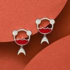 Fish Alloy Dangle Earring 1 Pair - Red & Silver - One Size