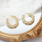 Beaded Open Hoop Ear Stud 1 Pair - Gold - One Size
