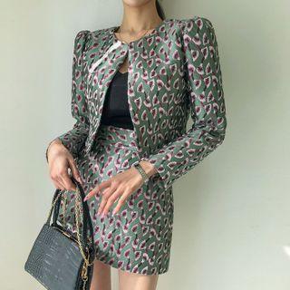 Pattern Jacquard Crop Jacket