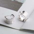 925 Sterling Silver Brushed Hoop Earring 1 Pair - Hoop Earring - Silver - One Size