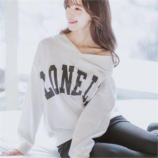 V-neck Lettering Sweatshirt