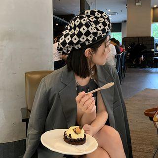 Plaid Heart Printed Beret