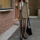 Blazer / Mini A-line Skirt / Plaid Neck Tie
