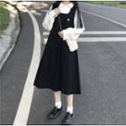 Long-sleeve Plain Shirt / Midi Jumper Dress